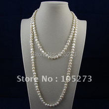 Collares de perlas AA elegantes, collar de perlas de agua dulce blanca, 40 pulgadas de largo, 3 uds./lote, envío gratis, A2200, 5-6MM, venta al por mayor 2024 - compra barato