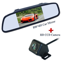 New 2 in 1, 5" TFT LCD Car Mirror Monitors Sunvisor+Rear View Camera Reverse Backup Parking Assistance+Hot Selling 2024 - buy cheap