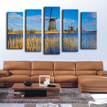 5PCS Nieuw-Lekkerland Windmill wall painting for home decor oil painting wall art print canvas , wall picture,No Framed 2024 - buy cheap