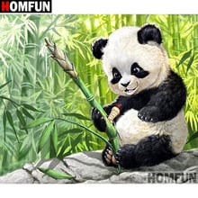 Homfun pintura completa de diamante quadrado/redonda 5d diy, pintura de diamante "animal panda" 3d, bordado, ponto cruz, decoração de casa a18923 2024 - compre barato