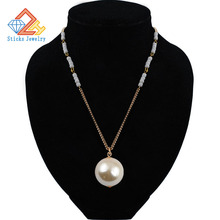 New Fashion Hanging Trendy Necklace 30 MM Imitation Pearl Long Sweater Chain Pearls Jewelry Sticks Brand 2024 - buy cheap