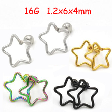 SaYao 2Piece 16G Stainless Steel Star Shape Stud Earrings Tragus Ear Piercing Helix Labret Tragus Hoop Body Piercing Jewelry 2024 - buy cheap