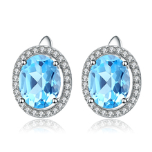 Gem's Ballet 925 Sterling Silver Earrings for Women Fine Jewelry Oval Natural Blue Topaz Gemstone Stud Earrings 2024 - buy cheap