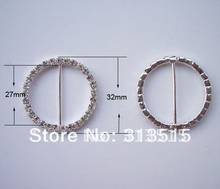 (M0163-27mm)  27mm inner bar round rhinestone ribbon slider for wedding invitation card,silver plating 2024 - buy cheap