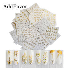 Addfavor 30Pcs Gold Silver Nail Water Sticker Mixed Design Metallic Nails Decorations Stickers Decal Nail Art Manicure Tips 2024 - buy cheap