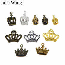 Juta wang colar de pingentes, 10 peças de estilos mistos de liga, coroa, cor antiga, brincos, pingente, busca acessório de fabricação de joias 2024 - compre barato