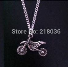 Vintage Silvers DIRT BIKE Motorcycle Necklace Pendant Charms Choker Sweater Chain Statement Necklace DIY Women Jewelry 10PCS W61 2024 - buy cheap