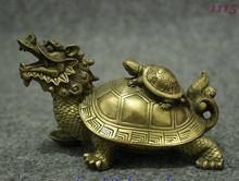 Folk Chinese Brass Copper Longevity tortoise On Dragon Turtle Statue Figurine 2024 - buy cheap