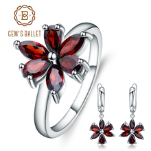 GEM'S BALLET-conjunto de joyas de plata de ley 925 para mujer, Set de joyas de GEMA de fútbol rojo Natural de 4.16Ct, conjunto de pendientes y pendientes, joyería fina 2024 - compra barato