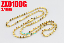Golden color stainless steel ball chain 2.4mm beads necklace with waist buckle chains fashion Jewelry parts 20pcs ZX010DG 2024 - buy cheap