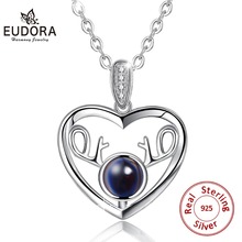 EUDORA 925 Sterling Silver I love You Cute elk Heart love Pendant Necklace AAA CZ fine Jewelry for Women girlfriend best gifts 2024 - buy cheap