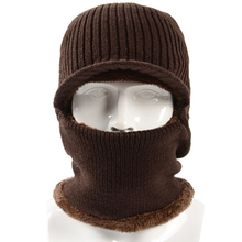 HT2092 Winter Hats for Men Women Thick Warm Skullies Beanies Fleece Lined Knitted Hat 3 in 1 Mask Scarf Hat Winter Set Balaclava 2024 - buy cheap