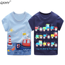 Summer Boys Cartoon T-shirt Car Ship Train Cotton T Shirt  Boy Kids Tops Children Clothing Kindergarten Clothes 1-6T 2024 - buy cheap