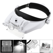 Adjustable Headband Eyeglass Magnifier Magnifying Glass Eyewear Loupe with LED Light for Reading Jewelry Watch Repair 2024 - buy cheap