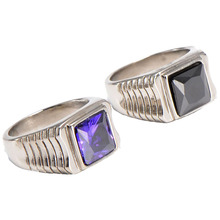 Anillo cuadrado de acero inoxidable para hombre, GEMA de piedra negra, Color plata, 316L 2024 - compra barato