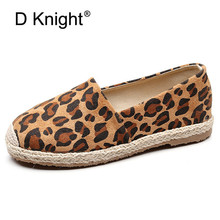 D Knight-zapatos planos de grano de leopardo para mujer, alpargatas de pescador de cáñamo, mocasines informales de punta redonda, zapatos planos de talla grande 35-40 2024 - compra barato