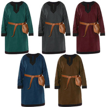 Medieval Men Cotton Shirts Tunic Tops Long Sleeve Adult Men Viking Warrior Pirate Costume Shirt Stage Costumes Belt Bag 2024 - buy cheap