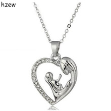 hzew Fashion Mother's Day Gift Mother Daughter Mom Baby Child Family Love Rhinestone Heart-shaped Pendant Necklace For Mom 2024 - buy cheap