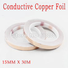Free Shipping 15mmX30M Copper Foil Tape, EMI Conductive Adhesive, Single Conductive COPPER FOIL TAPE 2024 - buy cheap