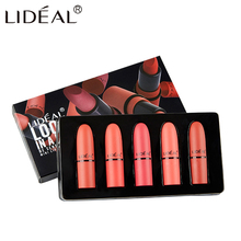 Lideal-conjunto de batons matte profissional, 5 peças, à prova d'água, nude, longa duração, sexy, vermelho, veludo, gloss labial 2024 - compre barato