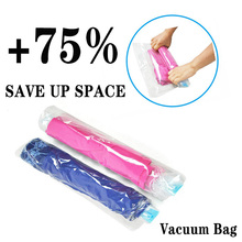 Portable Hand Rolling Compression Vacuum Bag Space Saving Seal Bags Border Foldable Compressed Home Clothes Plastic Storage Bag 2024 - buy cheap