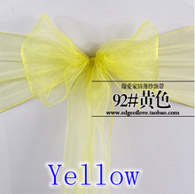 Желтый цвет органза створки стул створки кристалл створки Свадебная вечеринка в отеле шоу украшения Блестящий галстук-бабочка повязка на стул 2024 - купить недорого