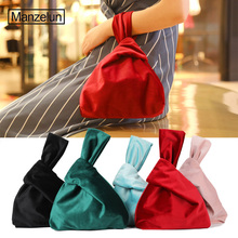 Japanese Style Vintage Wrist Bag Knot Small Handbag Women Travel Portable Purse Pouch Velvet Bags Makeup Tools Storage Organizer 2024 - buy cheap