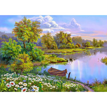 Full square/round 5D DIY Diamond Painting landscape boat picture Mosaic Diamond Embroidery Flower Sale Decoration Painting GH572 2024 - buy cheap