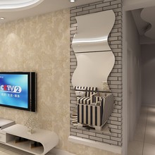 3 шт. акриловые серебряные 3D зеркальные настенные наклейки волна современный дизайн украшение для дома комнаты сделай сам для гостиной съемные наклейки для крыльца 2024 - купить недорого