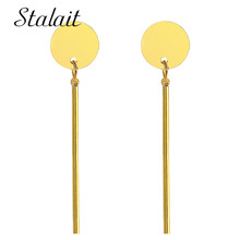 Fashion Simple Stainless Steel Titanium Steel Small Metal Long Round Bar Earrings Rose Earrings Women 2024 - buy cheap