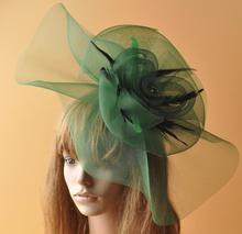 High Quality Paris Green Net Flower Hair Clip Wedding Fascinators Hat For Women Elegant Royal Race Party Cocktail Show Headdress 2024 - buy cheap