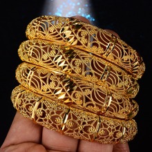 WANDO-Pulseras Vintage para mujer y niña, brazaletes de color dorado, Dubái/Alab/Francia, regalos de joyería para el brazo, Ramadán, día de la madre, b69, 4 unids/lote 2024 - compra barato