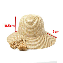 01905-HH7156  hanbdmade natural straw  Elegant Hepburn Style Wheat spike decoration lady bucket hat  women holiday banquet  cap 2024 - buy cheap