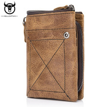 BULL CAPTAIN-cartera corta de piel de vaca auténtica para hombre, monedero pequeño Vintage, diseñador de alta calidad, nueva 2024 - compra barato