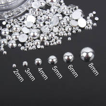 2-8mm 15g/lot Silver Color Flatback Half Round Plastic ABS Imitation Pearl Beads For Jewelry Craft Scrapbook Decoration DIY 2024 - buy cheap