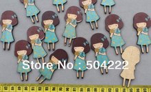 40pcs of large Girl in Skirt wood Wooden Pendants Cabochons cabs Beads size 50x25mm large lolly pop girl pendant mix colors D25 2024 - купить недорого