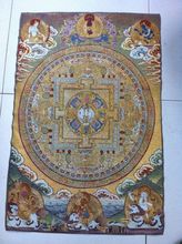 Seda dourada bordado kf riqueza Buda exorcismo no Tibete e Nepal thangka 2024 - compre barato