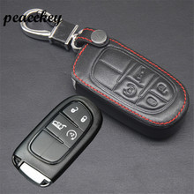 Peacekey 4 Buttons leather car key cover case For jeep Renegade 2014 2015 Grand Cherokee Chrysler 300C key holder 2024 - buy cheap