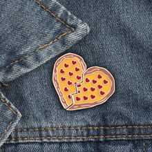 New 2 Pcs/Set Broken Pizza Heart Shaped Enamel Pin Brooch Clothes Backpack Accessories Pins Badge Brooches Jewelry Gift For Kids 2024 - buy cheap