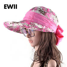 Girls summer sun hats for women folding wide brim visor cap ladies beach anti-uv caps women floppy bucket hat chapeu bone 2024 - buy cheap