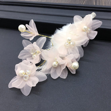 Grampos de cabelo branco e rosa flor, acessórios para casamento, presilhas de cabelo com flores 2024 - compre barato