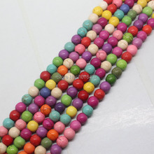 Free shipping! Wholesale 5 strips,One strip is 66pcs! 6mm Multicolor Turquoises Round Loose Beads 2024 - buy cheap