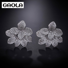 GAOLA Trendy Cubic Zirconia Flower Shape Stud Earrings Women Earring Fashion Jewelry GLE8084 2024 - buy cheap