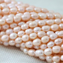 Rosa Natural perlas de agua dulce, 7-8mm arroz perlas de joyería de las mujeres de 15 pulgadas 2024 - compra barato