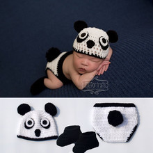 Black and White Classic Panda Design Baby Cartoon Costume Crochet Knit Adorable Panda Hat Diaper and Boots Set Baby Clothes 2024 - buy cheap