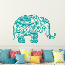 Индийский Слон Наклейка на стену с цветочным рисунком слоненка, йога наклейки домашний Декор виниловая настенная наклейка в детскую Спальня росписи M-112 2024 - купить недорого