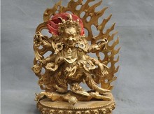 YM  311  11" China Tibetan Bronze 6 Arms Mahakala Protector Buddha Phurba Dagger Statue 2024 - buy cheap