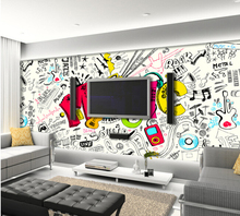 Papel tapiz personalizado para niños, murales de grafiti musical para la habitación de los niños, pared de jardín, tela impermeable de Papel 2024 - compra barato