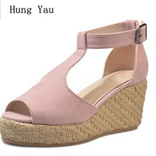 Women Sandals Flip Flops 2019 Summer Fashion Wedges Shoes Woman Slides Peep Toe Beautiful Lady Casual Buckle Strap Plus Size 2024 - buy cheap