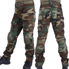 Woodland Camouflage Combat Pants Hunting Trousers Men Cargo BDU Pants Military Army Camo Airsoft Tactical Pants With Knee Pads 2024 - купить недорого